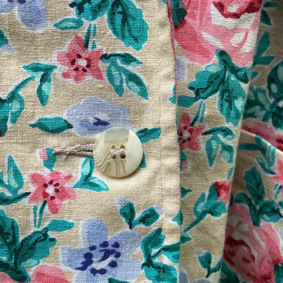 Vintage Woolrich Oversized Linen Cotton Blend Floral Blazer Women's Size L - Picture 8 of 11